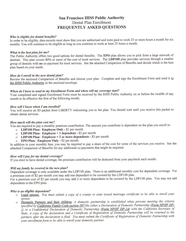 Thumbnail image of the Dental Plan Enrollment FAQs packet for download (English).